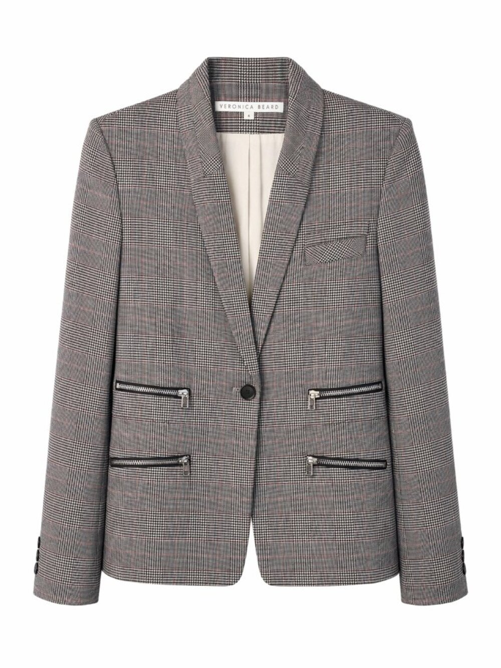 Veronica Beard Paloma Plaid Dickey Blazer Zipper Jacket Gray Women 8 Modern - Picture 2 of 8